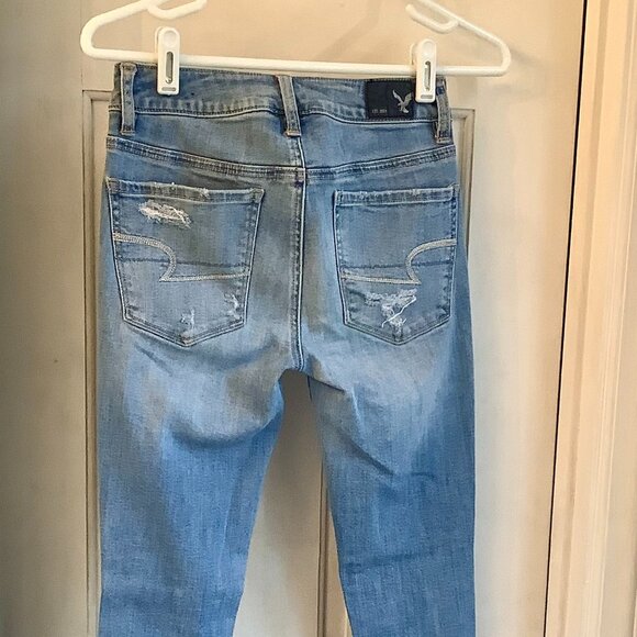 American Eagle Super Stretch Hi-Rise Jeggings DISTRESSED Women's 2 Regular - Picture 6 of 8